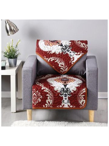 Reversible Sofa Cover, 2 Piece Set, Maroon Bohemian Design
