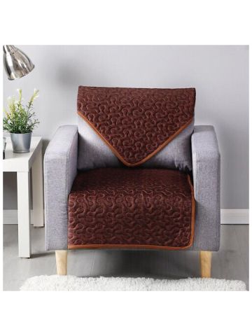 Reversible Sofa Cover, 2 Piece Set, Printed Brown Design