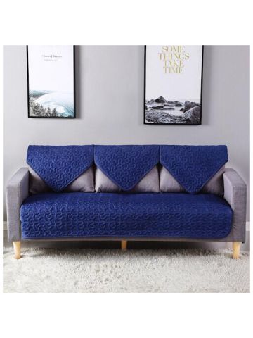 Two Seater Reversible Sofa Cover, 3 Pieces Set, Navy Blue Design