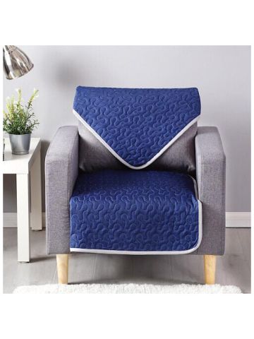 One Seater Reversible Sofa Cover, 2 Piece Set, Blue Chic Design