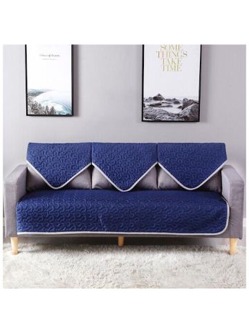 Three Seater Reversible Sofa Cover, 4 Pieces, Blue Chic Design