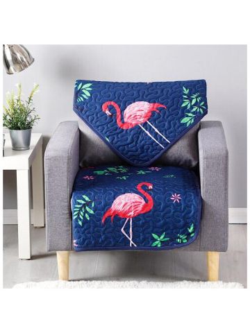 Reversible Sofa Cover Flamingo And Leaves Design