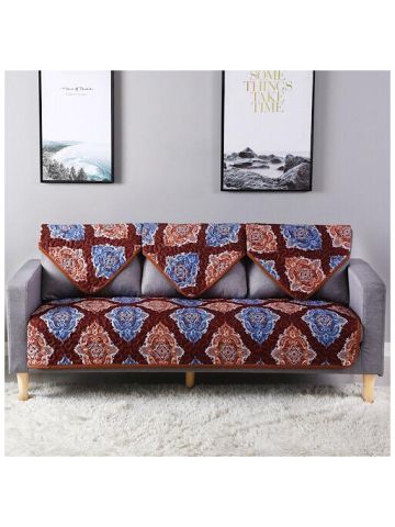 Two Seater Reversible Sofa Cover, 3 Pieces Set, Multicolored Bohemian Design