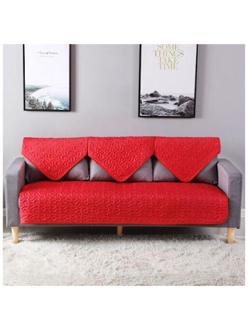 Two Seater Reversible Sofa Cover, 3 Pieces Set, Red Design
