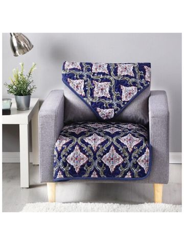 Reversible Sofa Cover, 2 Piece Set, Blue Bohemian Design