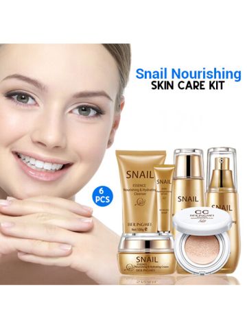6 Bottles Set Snail Nourishing Skin Care Kit With CC Cream 6 Pcs Set JX-0024 A52K