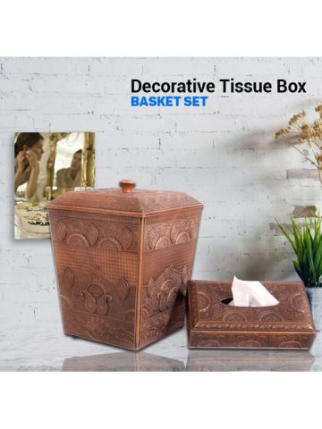 Decorative Tissue Box And Basket Set