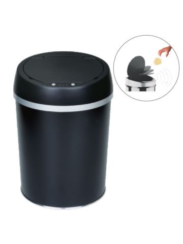 TechMate 9 Liters Automatic Sensor Dustbin with Automatic Opening System - Black