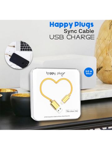 Happy Plugs Deluxe Lightning to Usb Charge / Sync Cable (2.0 M) Gold